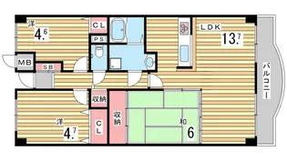 デメテル高取台【11階】の間取り