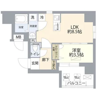 ディアレイシャス湊川公園【5階】の間取り
