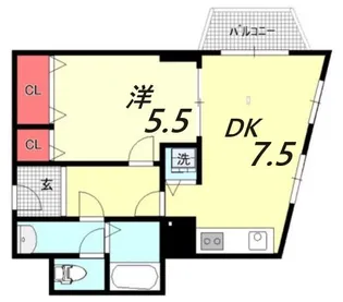 ラムール鈴蘭台【4階】の間取り