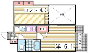エステムコート三宮EASTポルトマーレ【6階】の間取り