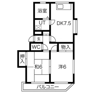 第2中尾ハイツ【2階】の間取り