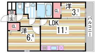 ラヴィール・メゾン【2階】の間取り