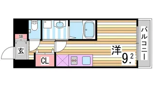 エスリード神戸三宮パークビュー【2階】の間取り