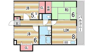ハイツ甲南【5階】の間取り