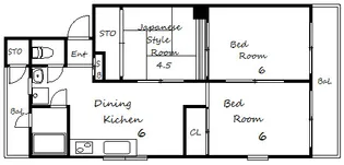 芦屋マンション【2階】の間取り