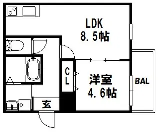 フジパレス神戸春日野道【1階】の間取り