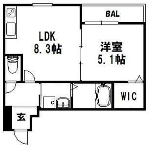 フジパレス神戸春日野道【1階】の間取り