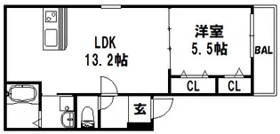 フジパレス神戸春日野道【1階】の間取り