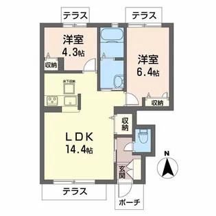 オリゼー芦屋西D【1階】の間取り