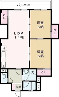 2LDKの間取り画像