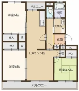 西新在家マンション【2階】の間取り