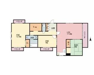カンフォートやすむろ【2階】の間取り