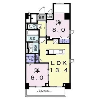 2LDKの間取り画像