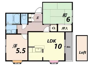 2LDKの間取り画像