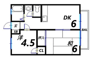 シャトー三木【1階】の間取り