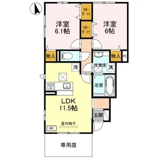 アクタス五軒屋【1階】の間取り