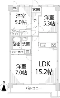 ヒルサイドテラス北平野【2階】の間取り