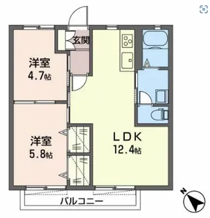2LDKの間取り画像