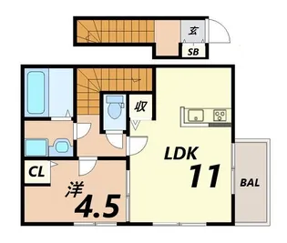 オーシャンコート北今宿B棟【2階】の間取り