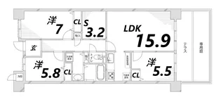 キャッスルコート田寺【1階】の間取り