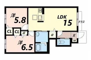 クラヴィエ花水木【1階】の間取り