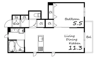 1LDKの間取り画像