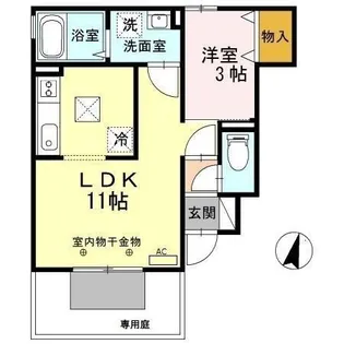 ドミールブラシェ北天満【1階】の間取り