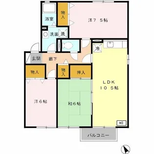 第5グリーンハイツ B棟【2階】の間取り