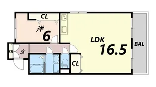 ハッピーコート駅南大路【6階】の間取り