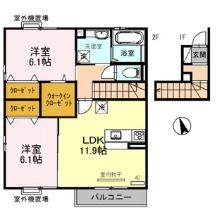 ジャルダン亀山【2階】の間取り