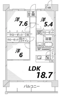 キャッスルコート田寺東【3階】の間取り