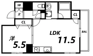アンゼン十二所前【5階】の間取り