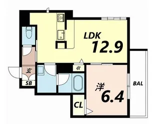 remembrance西新町【3階】の間取り