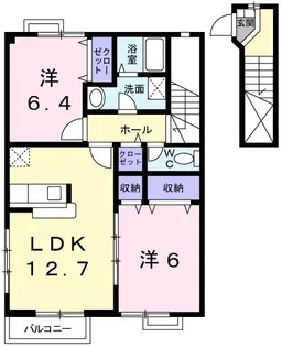 グランドゥールB【2階】の間取り