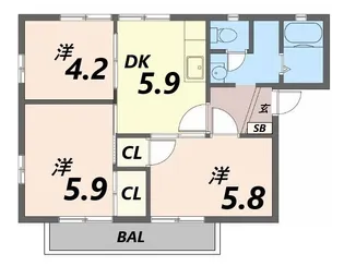 クレスコB棟【2階】の間取り