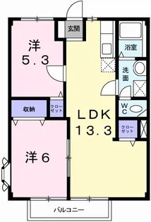 グリーンコーポ上柳A【2階】の間取り