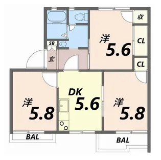 タウニィ北平野【2階】の間取り