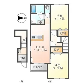 ソレイユ元宮Ⅱ【2階】の間取り