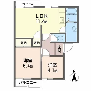 タウニィ今在家B【2階】の間取り