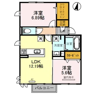 グランレーヴ弐番館【2階】の間取り