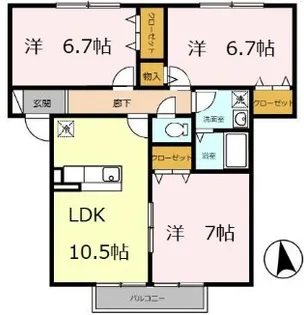 ソレイユ細江【1階】の間取り