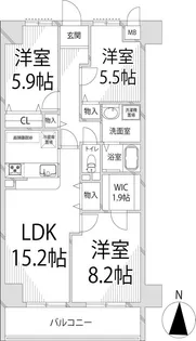 キャッスルコート東辻井【3階】の間取り