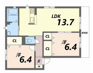 Casa bella NozatoB棟【1階】の間取り