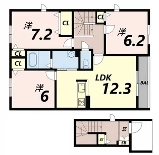 モンノールB棟【2階】の間取り
