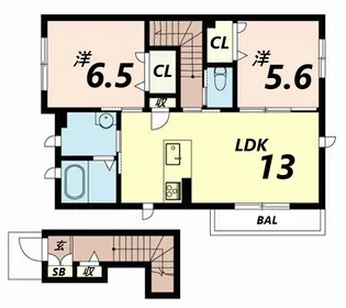 アーバンのざと CENTER【2階】の間取り
