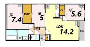 マーレ・カルモ【1階】の間取り