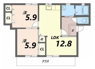 マインドハイツ辻井A棟【1階】の間取り