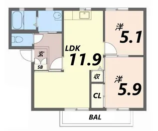 マインドハイツ辻井A棟【1階】の間取り