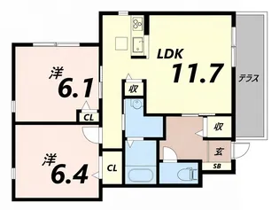 ロンド・ヴィル・ウエスト【2階】の間取り
