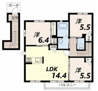 アパーゼ英賀 ボヌール英賀【2階】の間取り